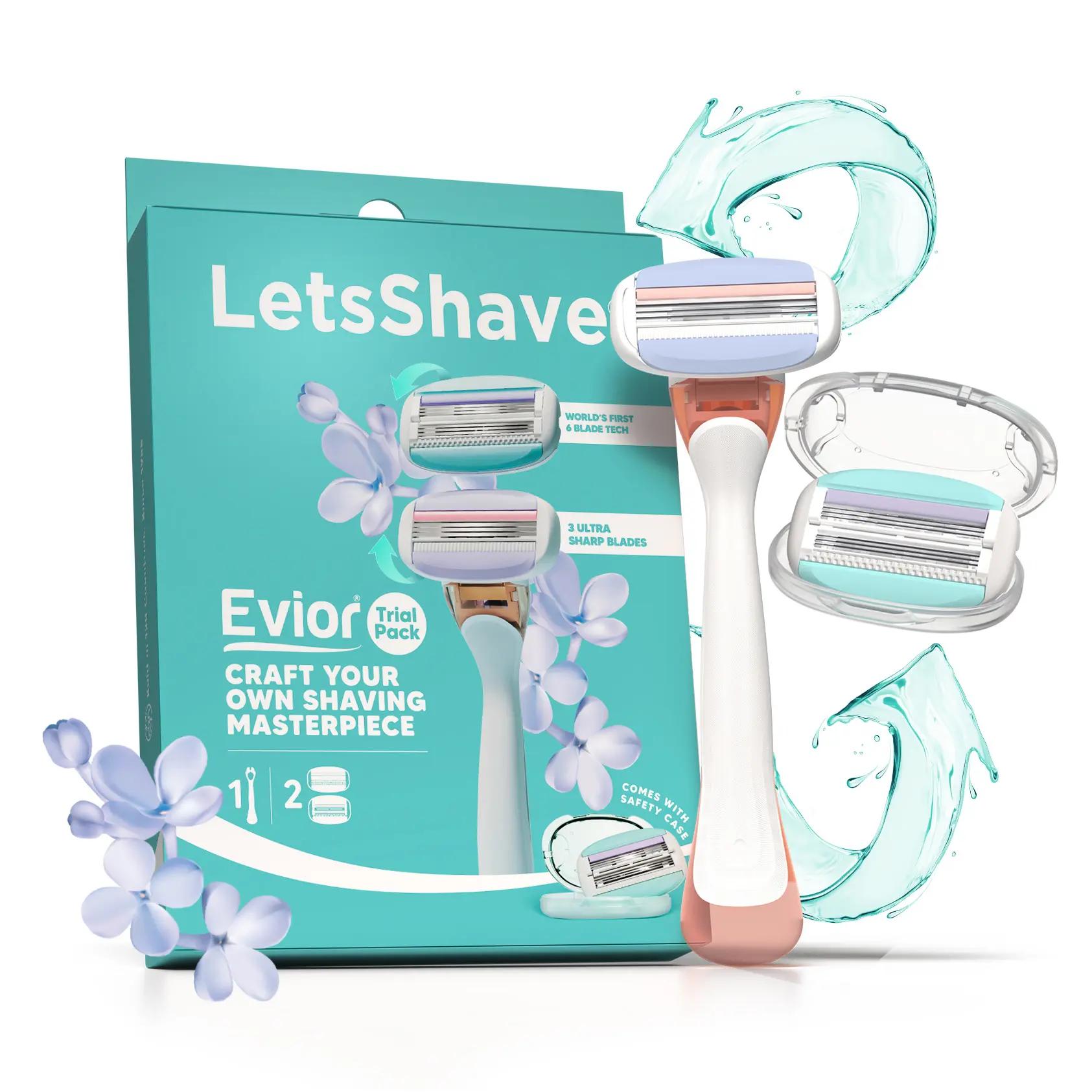 LetsShave Evior Trial Pack | Body Hair Removal Razor For Women With Wide Head & Openflow Cartridge