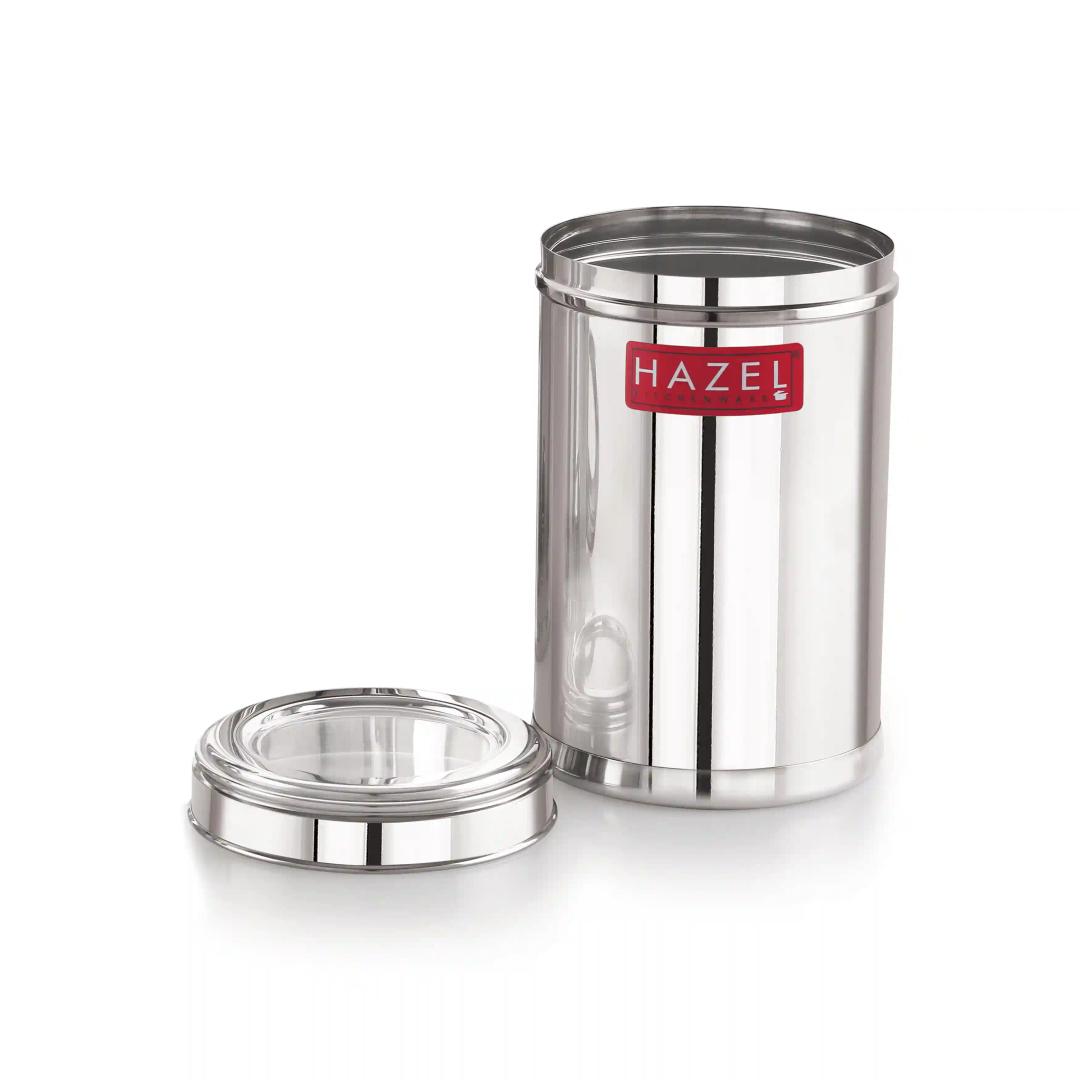 HAZEL Stainless Steel Kitchen Container with Transparent Lid | Top See Through Kitchen Container Set with Matt Finish | Multipurpose Container for Kitchen Storage, 1050 ML