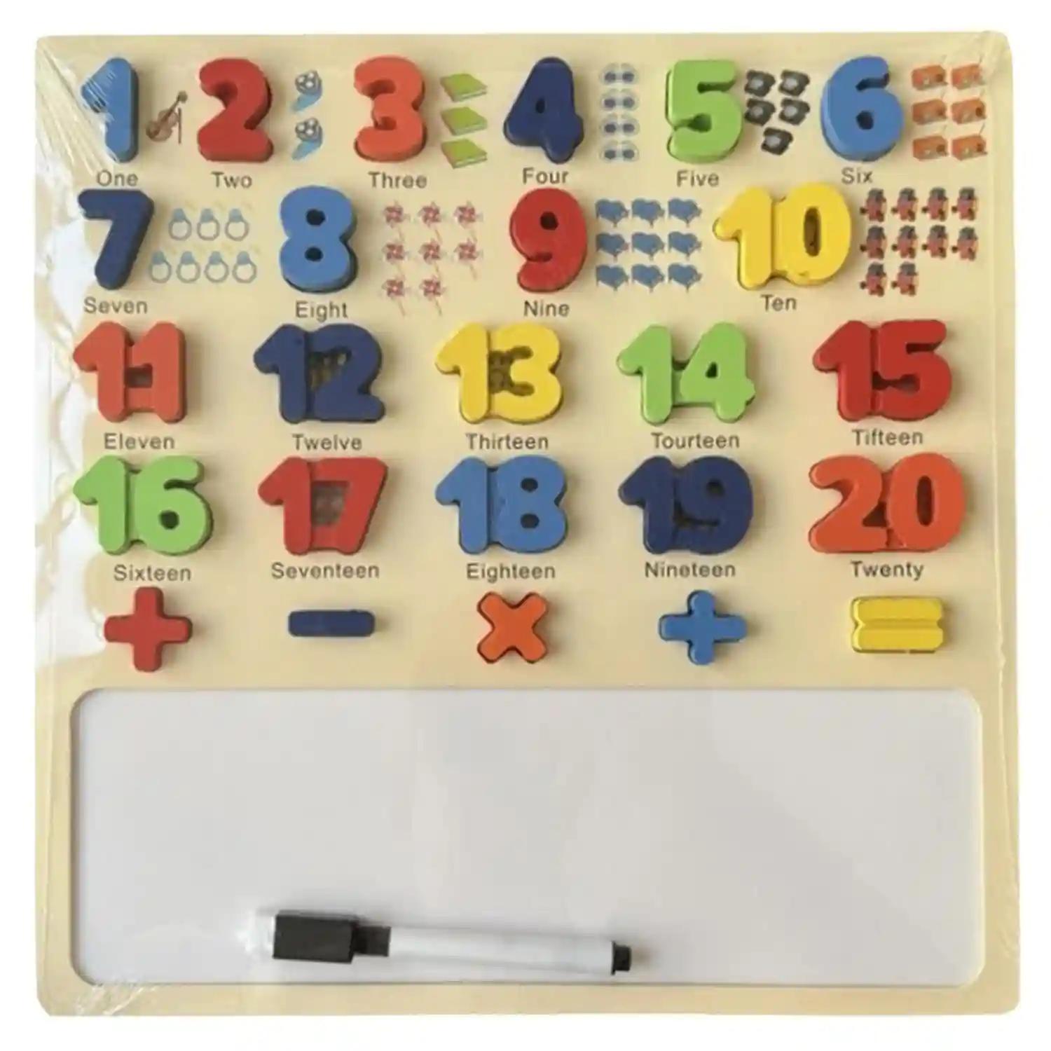 1 to 20 Numeric and Maths Equations Addition, Subtract, Multiplier and Divide Shapes Puzzle for Kids & Toddlers Educational Tool Wooden with White Drawing Board (Pack of 1)