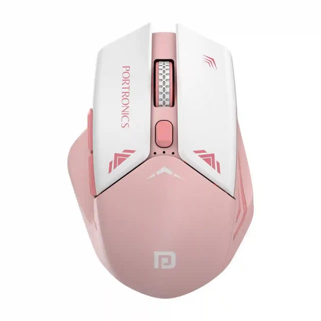 Portronics Vader Pro Wireless Gaming Mouse with 2.4 GHz Receiver, 6 Buttons, Thumb Support, High-Precision Tracking, Ergonomic Comfort, Adjustable Optical DPI for Laptop, PC, Mac(Cherry Pink)