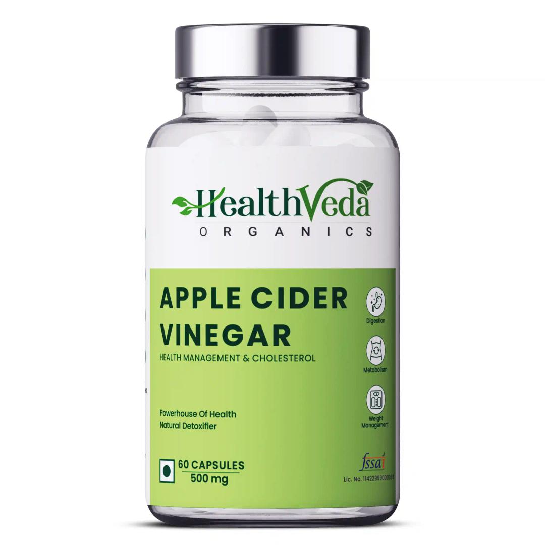 Health Veda Organics Apple Cider Vinegar Supplements for Weight Loss Management & Supports Digestive Health | 60 Veg Capsules