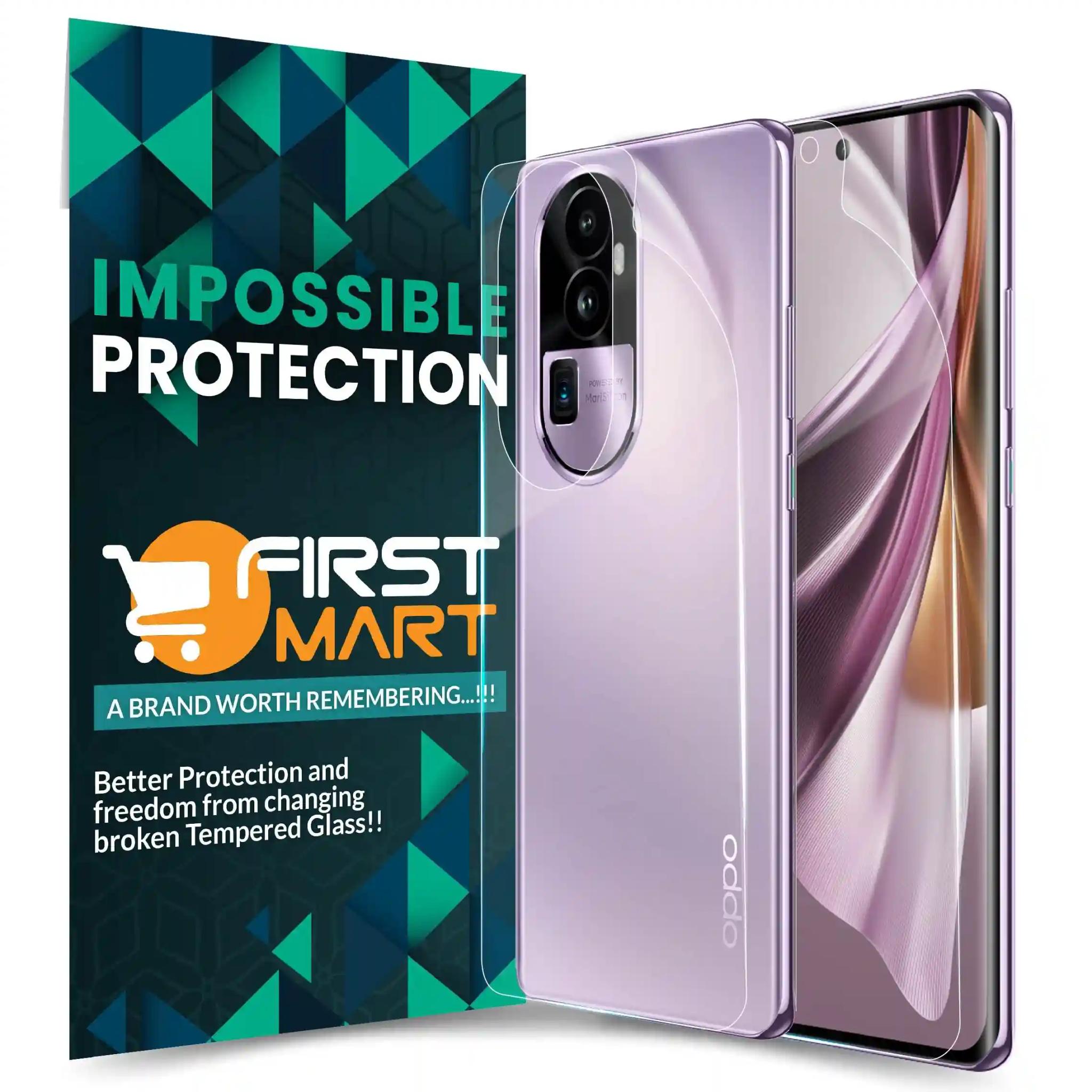 FIRST MART Screen Protector for Oppo Reno 10 Pro Plus 5G | Crystal Clear Front and Back 4 Layer Nanofiber Unbreakable Membrane Protection, Case Friendly Full Edge to Edge Screen Coverage