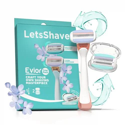 LetsShave Evior Trial Pack | Body Hair Removal Razor For Women With Wide Head & Openflow Cartridge