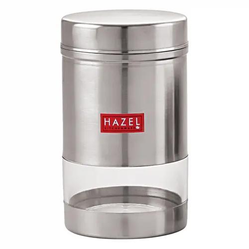 HAZEL Stainless Steel Kitchen Container | Transparent Kitchen Container Set with Matt Finish | Multipurpose Container for Kitchen Storage | 1 Pc