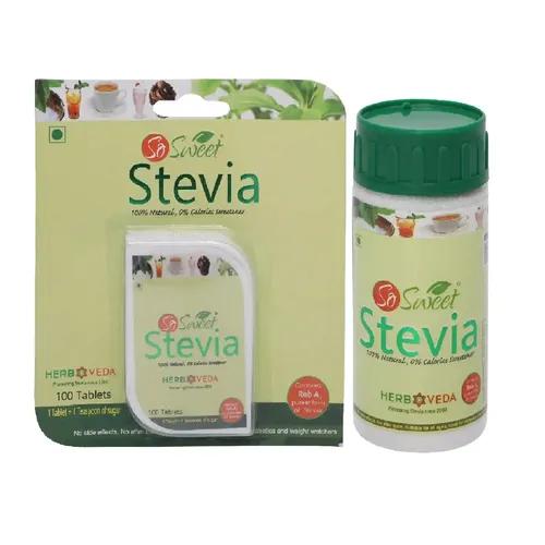 So Sweet Stevia Natural Sugar free Sweetener 100 Tablets &100gm Stevia Powder Combo