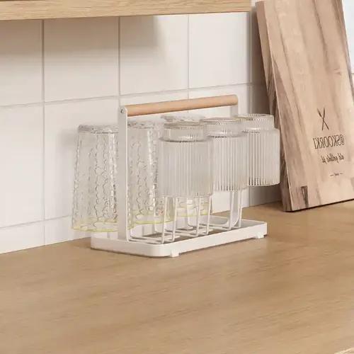 ARHAT ORGANIZERS Wooden Handle Glass Holder - White