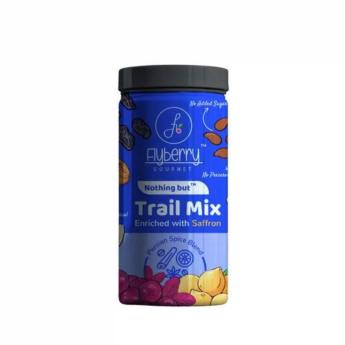 Flyberry Gourmet Trail Mix with Saffron - Almonds, Cashews, Cranberries, Black Raisins, Pumpkin Seeds, Chickpeas, Flax Seeds