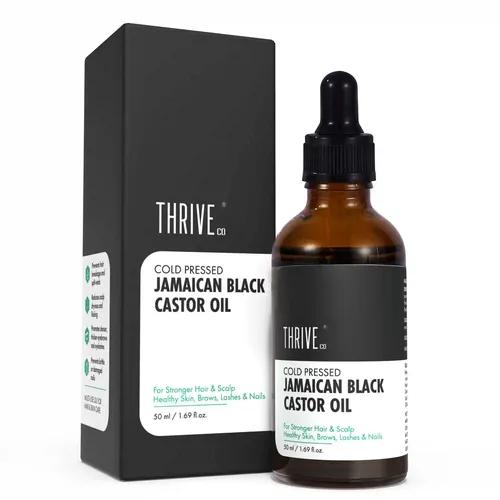 ThriveCo Cold-Pressed Jamaican Black Castor Oil for Hair, Skin, Eyebrows, Eyelashes & Nails | Promotes Scalp Health, Thicker Brows & Lashes | Prevents Hair Breakage & Brittle Nails | For Men & Women | 50 ml