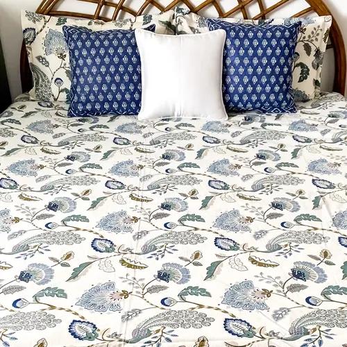 Indigo Mist All over Printed King Sized Bedsheet