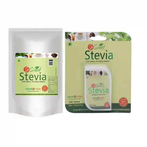 So Sweet Stevia Tablets 500 + 250gm Stevia Powder 100% Sugar Free Natural Sweetener