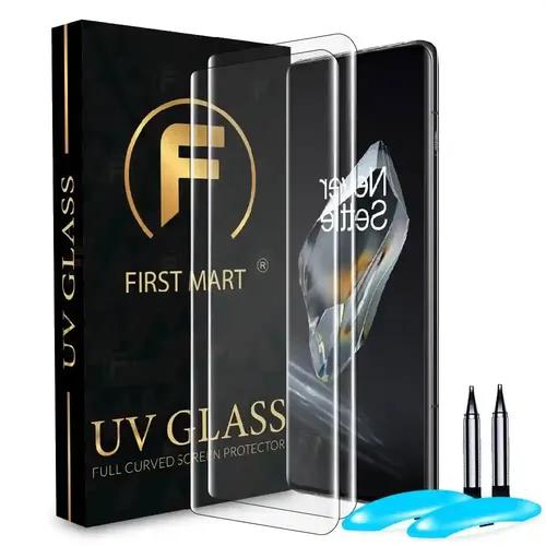 FIRST MART Tempered Glass for OnePlus 12 5G with Edge to Edge Full Screen Coverage and Easy UV Glue Installation Kit, Pack of 2