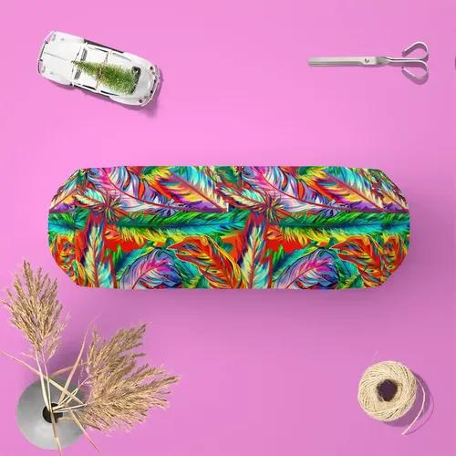 ArtzFolio Bright Feathers | Bolster Cover Booster Cases | Zipper Opening | Poly Cotton Fabric | 16" Width x 6" Diameter; Set of 2 pcs