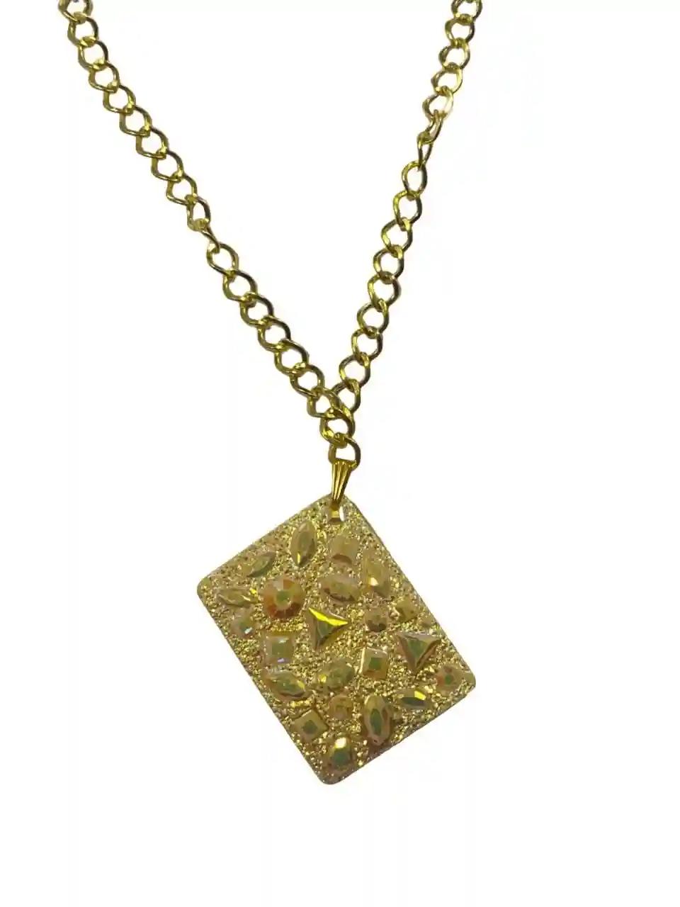 Square Geometric Pendant with Chain