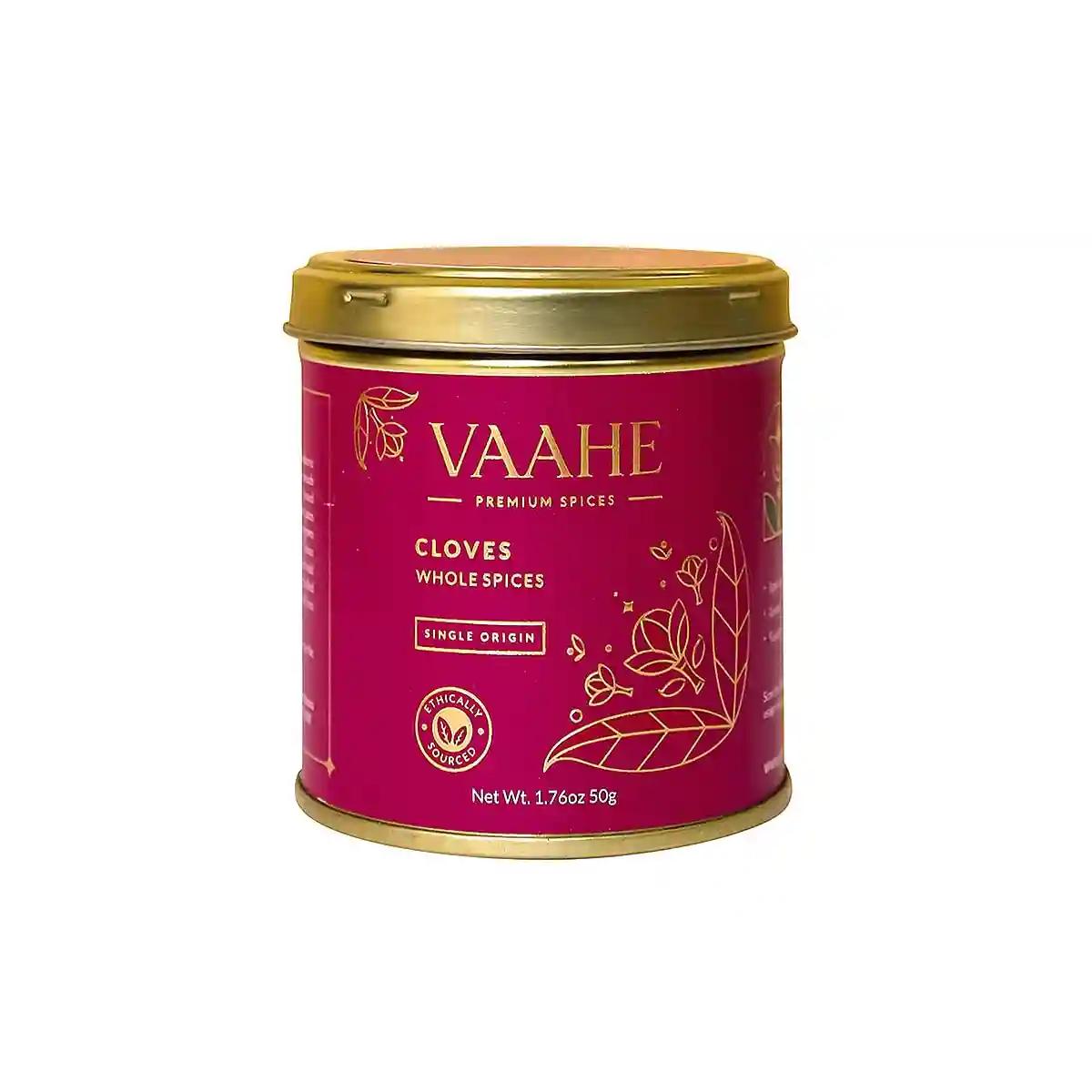 VAAHE Premium Cloves Whole (Laung) | Single Origin (Kerala) | Freshly Packed | 100% Pure and Natural | Premium Tin Box (50 gm)