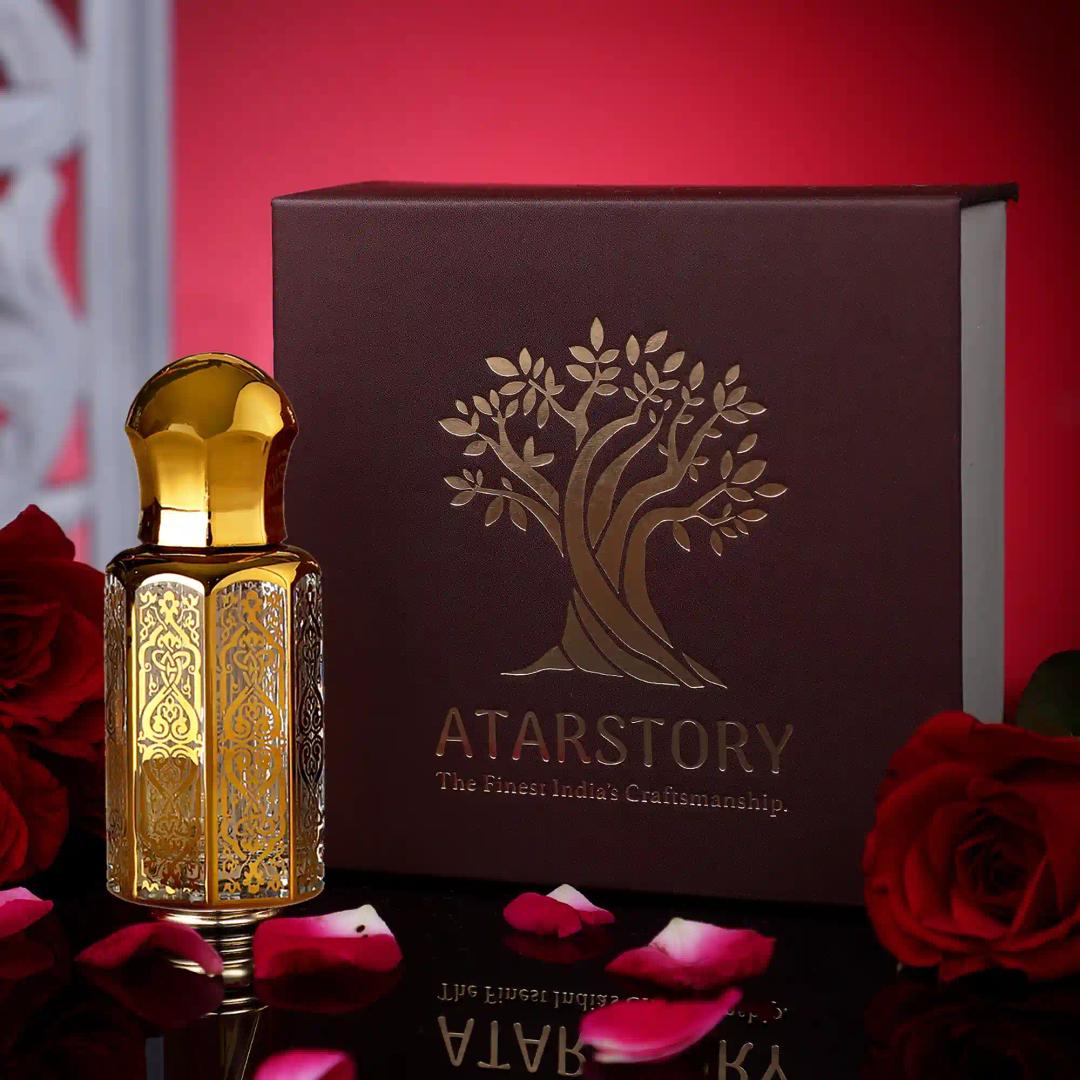 ATARSTORY Rosa Luxure Best Attar Alcohol Free Roll On For Daily Use | Long Lasting Fragrance | Attar For Men And Women - 12Ml