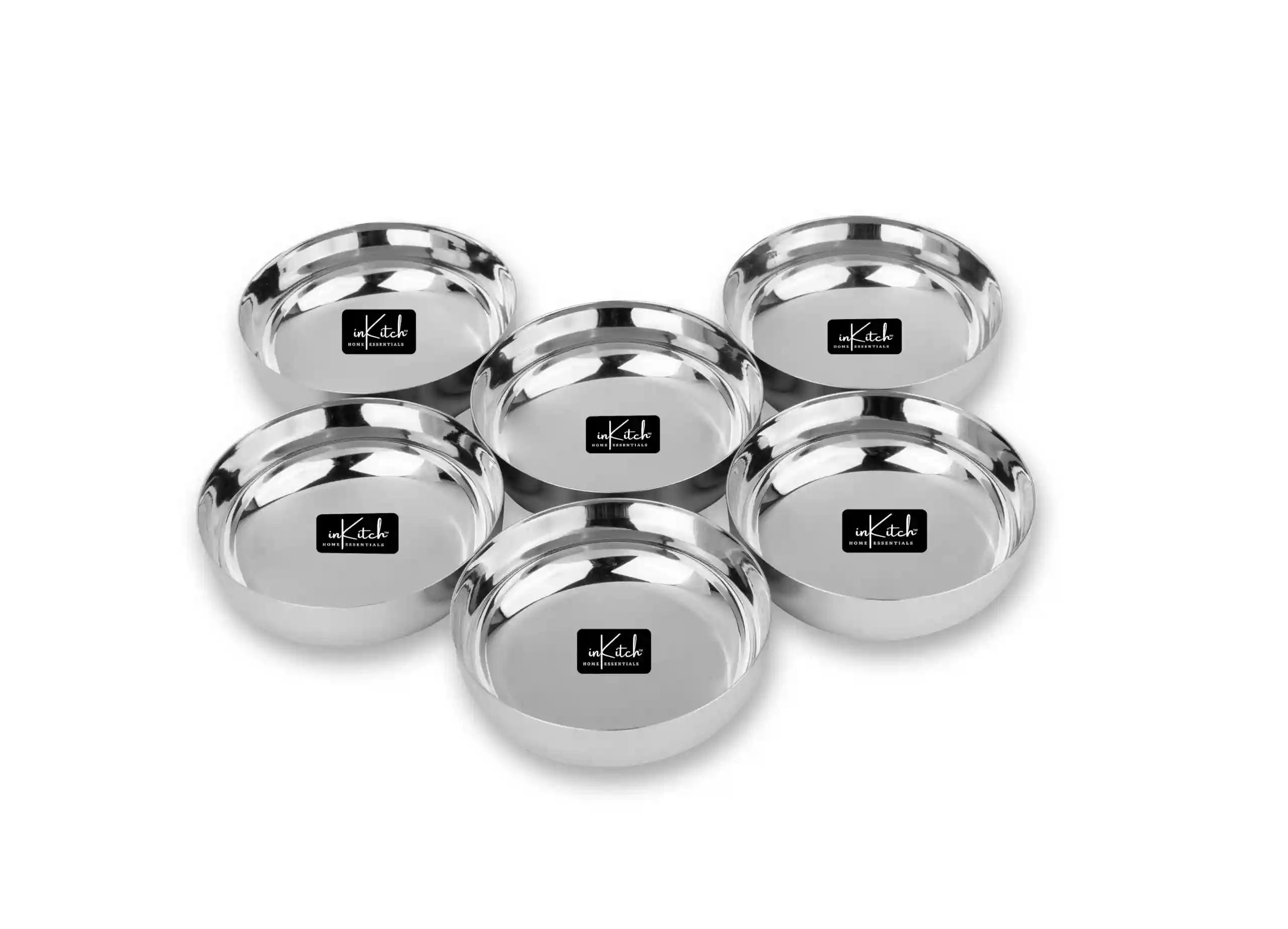 InKitch  Stainless Steel Apple Shape Heavy Gauge Mini Dessert Plates with Mirror Finish/Glossy Mini Plates/Durable Kitchenware/10cm Dia Set of 6Pc