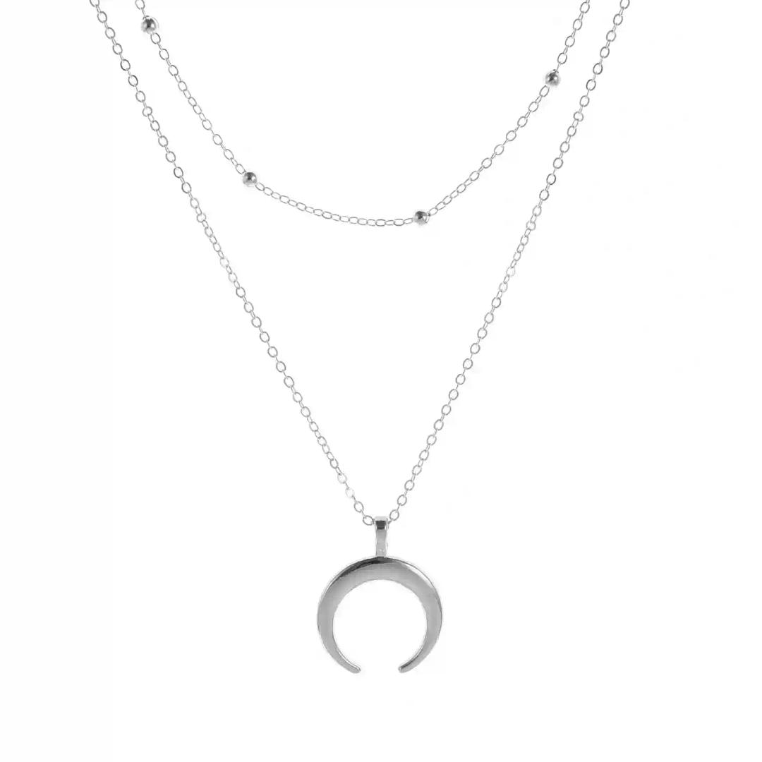 2 Layer Silver Plated Semi Circular Pendant