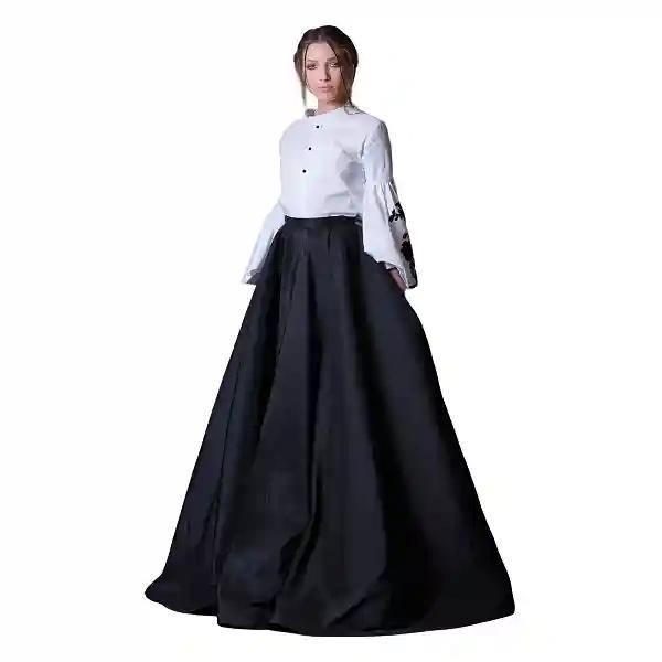 Luxurious Black Silk Taffeta Umbrella Skirt - Full Circle Design for Evening, Wedding, Cocktail, & Formal Occasions-XS