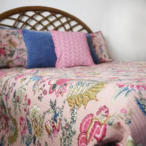 Pink Mystique All Over Printed King Sized Quilted Bedcover Set