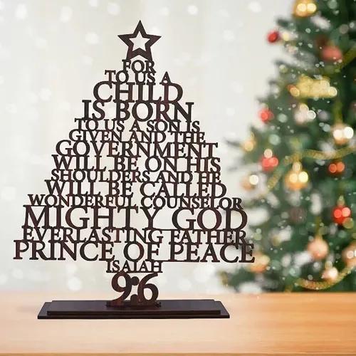 Wooden Christmas Tree For Home Decoration - Bible Quote XMas Tree