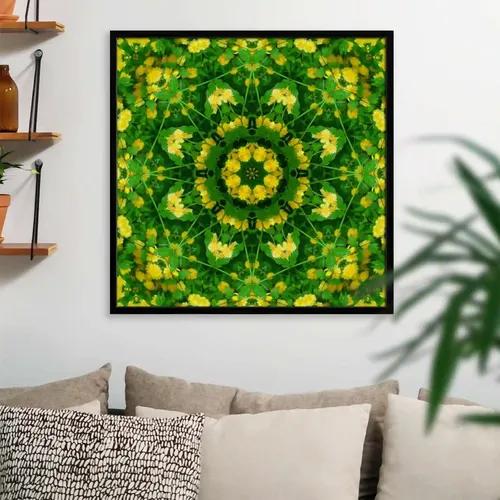 ArtzFolio Spring Mandala Flower | Premium Canvas Painting for Bedroom & Living Room | Black Wood Frame | 16 x 16 inch (41 x 41 cms)