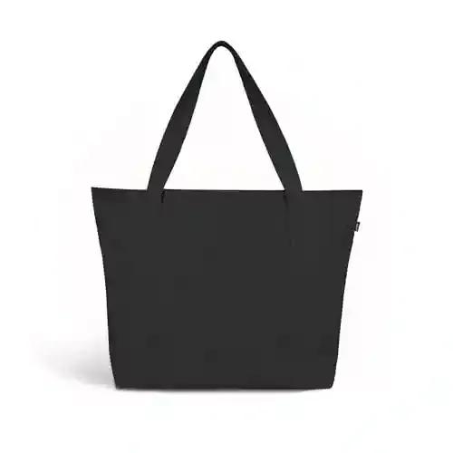 Eco Right Canvas Tote Bag With Zip & Inner Pocket, Extra Large Tote Bags For Women, Cotton Tote Bags For Shopping, Travel, Office - Black