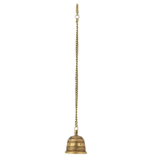 ALODIE- Brass Wall Hanging Bells - Bell with Chain Hanging for Home Mandir Pooja Bell Decor Gift- (2.7Wx19.5H INCHES)