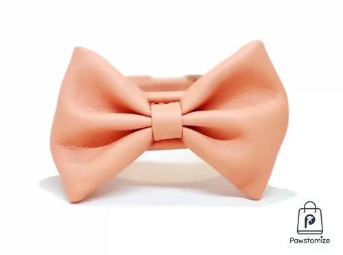 Pawstomize Leather Collar-Pink Bow Tie (Small)