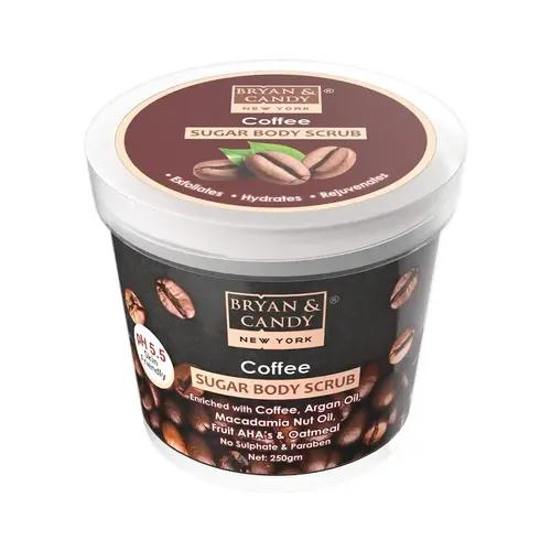 Bryan & Candy Coffee Sugar Body Scrub PH 5.5 For Tan Removal & Exfoliation|For Women & Men|Enriched with Coffee, Macadamia and Argan oil|Removes Dirt & Dead Skin from Neck, Knees, Elbows & Arms - 250g