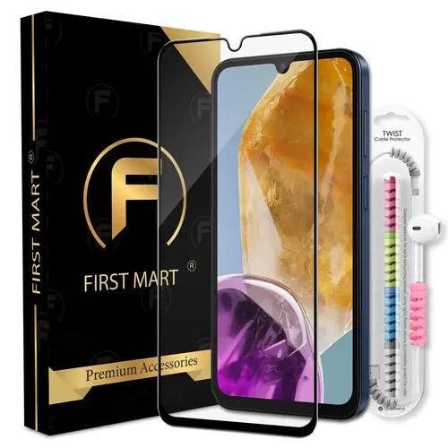 FIRST MART Premium Tempered Glass for Samsung Galaxy M15 5G with Edge to Edge Coverage and Cable Protector and Easy Installation Kit, Pack of 1