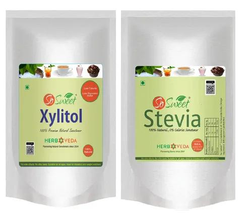 So Sweet Stevia Powder & Xylitol Sugar Free Natural Zero Calorie Sweetener (250gm Each)