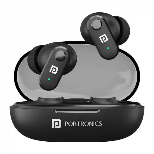 Portronics Harmonics Twins S16 In Ear Wireless TWS Earbuds with 24 Hrs Playtime, Clear Calls, Game & Music Mode, Low Latency, Bluetooth 5.3v, LED Display, Type C Fast Charging(Black)