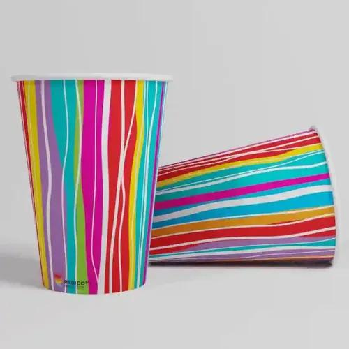 Paricott 125ml Design-1 Printed Disposable Party Paper Cups for Hot & Cold Beverages 7Oz - 100 Pieces, Multicolour