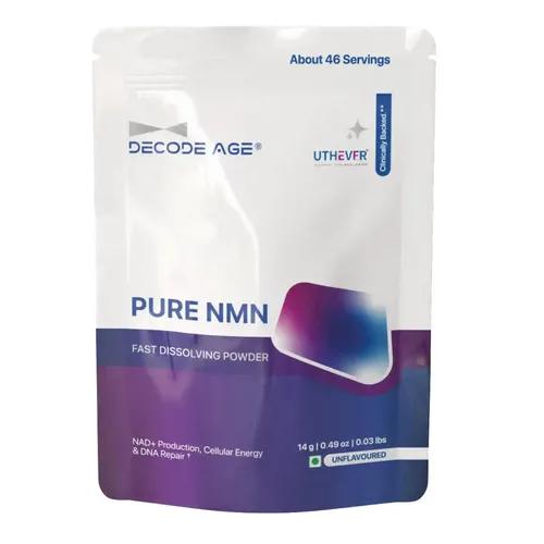 DECODE AGE Pure NMN | 99.9% Pure Beta NMN | High Bioavailability | NAD+ Booster for Energy, Metabolism, Cellular Repair & Skin Health | 14gm, 46 Servings