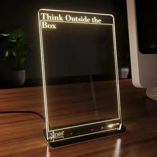 3 Lines Glowrite Illuminate Your Ideas! Acrylic LED Writing Board with USB Stand/Base | Ideal for Home & Office | Unique Gift | Made in India | with 2 Markers | Think Outside The Box | Regular