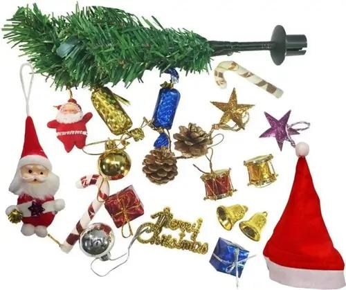 WebelKart® Combo of 1 FT Christmas Tree (Table/Desktop) with 10 pcs Christmas Decorations(Assorted), 1 pc Santa Cap for Kids