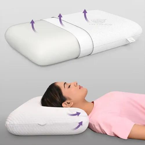 MY ARMOR Memory Foam Pillow for Neck & Shoulder Pain with Removable Zipper Cover, King Size - 24x15x5 Inches, White, Pack of 1