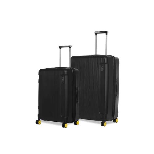 EUME Nomad Check-In Medium 65 Cm And Check-In Large 76 Cm Luggage Trolley Bags For Travel |Polypropylene (Pp) 8 Silentrun Wheels Suitcase - Set Of 2 ( Charcoal Black)