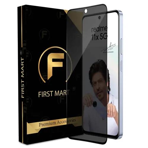 FIRST MART Edge to Edge Privacy Tempered Glass for Realme 11X 5G / Realme 11 5G / Narzo 60X 5G Full Screen Coverage with Easy Installation Kit | Black