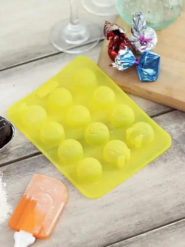 HAZEL 10 Cavity Silicone Smiley Shape Chocolate Ice Cube Mould, 1 Pc, Yellow