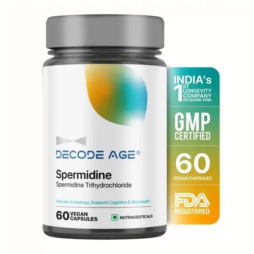 DECODE AGE Spermidine Supplement | Supports Autophagy, Immunity, Skin & Hair Health, Heart Health | 10mg, 60 Capsules, Vegan