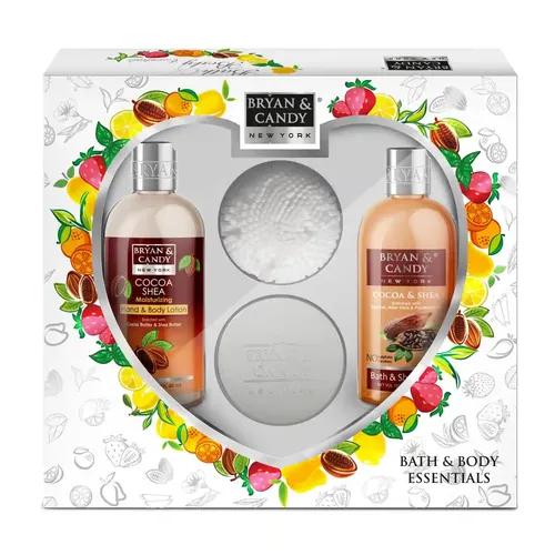 Bryan & Candy Cocoa Shea Heart Kit Gift Set For Women and Men, Shower gel, Hand & Body Lotion, Body Polish, Loofah | 100% Vegan, Skin-Friendly pH 5.5, SLS & Paraben Free |