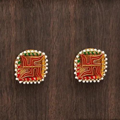 WEBELKART Premium Designer Swastika Wall Hanging for Wall, Door, Diwali Decor- Pack of 2 (3.50" x 3.50")