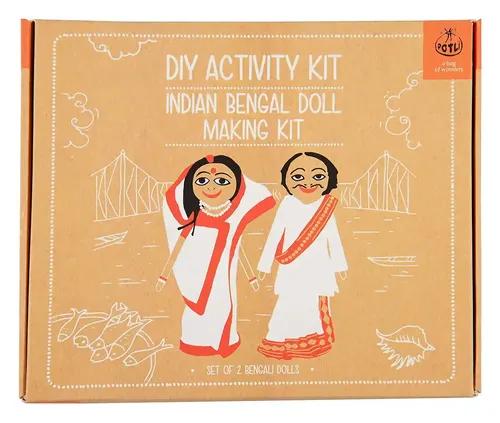 Handmade DIY Traditional Doll Making Craft Kit (Costumes Of West Bengal) Set Of 2 Dolls- 10+Years