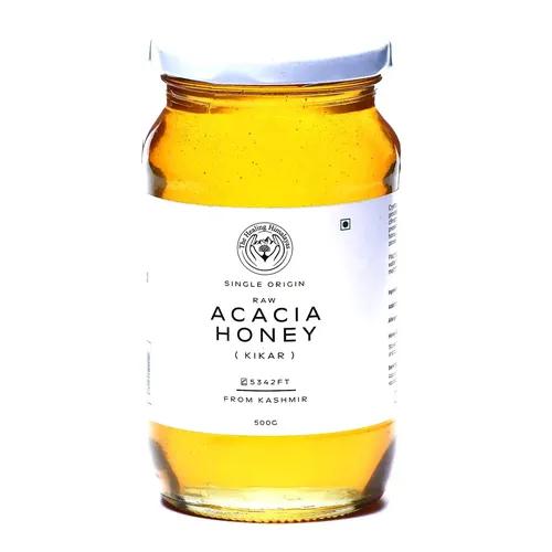 The Healing Himalayas Raw Acacia Honey | Pure, Organic & Unprocessed Kashmir White Honey | Glass Jar of 250gms