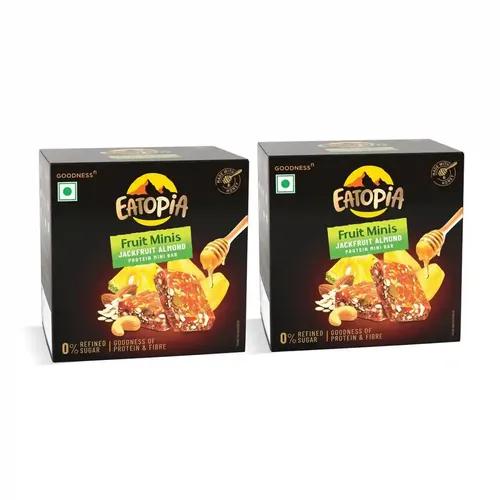 EATOPIA Jackfruit Almonds Fruit Minis|100% Natural Energy Bar, No Preservatives|Sugar Free Healthy Snacks|Pack Of 2 (5 Minis Per Box)|Dry Fruits Protein Bars|Oats & Honey, Nuts & Seeds, 250 Gram