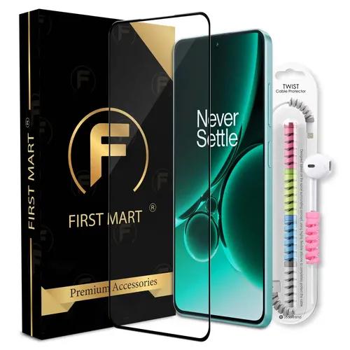 FIRST MART Premium Tempered Glass for OnePlus Nord CE 3 5G, Nord 3 and Nord CE 4 5G 5G with Edge to Edge Coverage and Cable Protector and Easy Installation Kit, Pack of 1