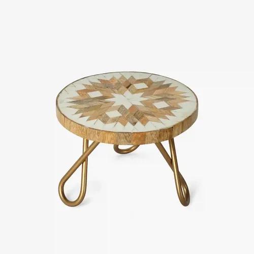 CASA DECOR A Vintage Affair & Metal Rhombus Maze Pizza Cake Stand Pack of 1 (Brown, Diameter-8 Inch)