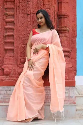 Soft Silk Sequence Chumki Saree - Peach