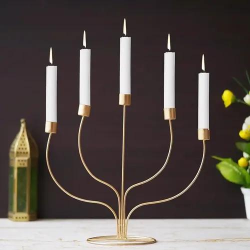 WEBELKART Premium Candle Stick Holder |Candle Holder for Home/Office/Diwali Decoration (13.5" Inches Gold) - Decorative Items for Home Decor